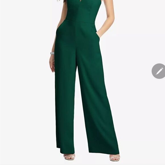 JUMPSUIT WITH POCKETS IN HUNTER GREEN by Dessy Collection - Picture 3 of 8